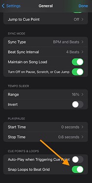 iphone loops snap to beat grid