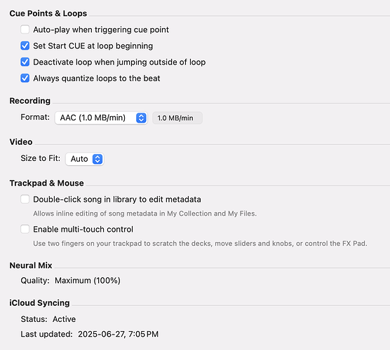 Djay Pro advanced settings