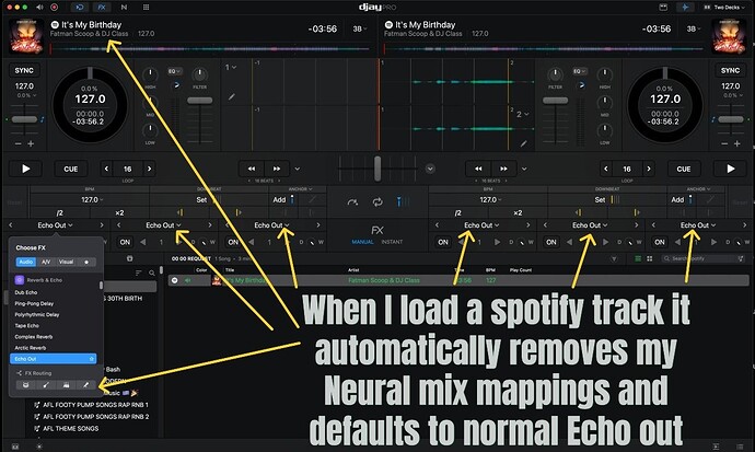 Spotify wipes my Neral Mix Mappings and leaves just normal Echo Out