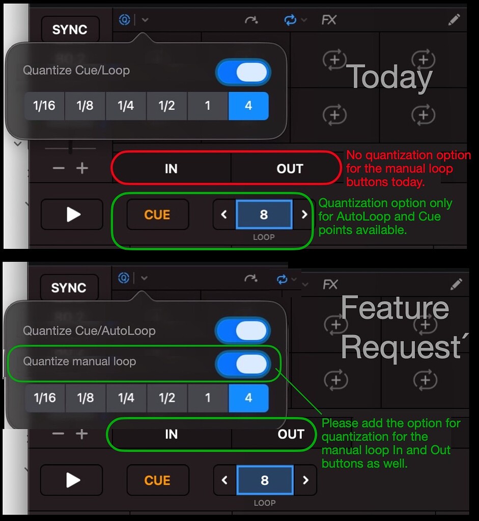 Option to quantize Manual Loops to grid - Suggestions - Algoriddim ...