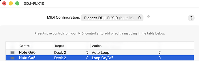 DDJ-FLX10 with Djay midi-configuration - loop On:Off