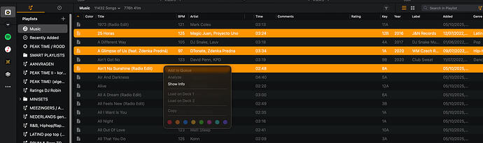 Algoriddim Djay's greyed out tracks have no 'Remove from library' in the submenu