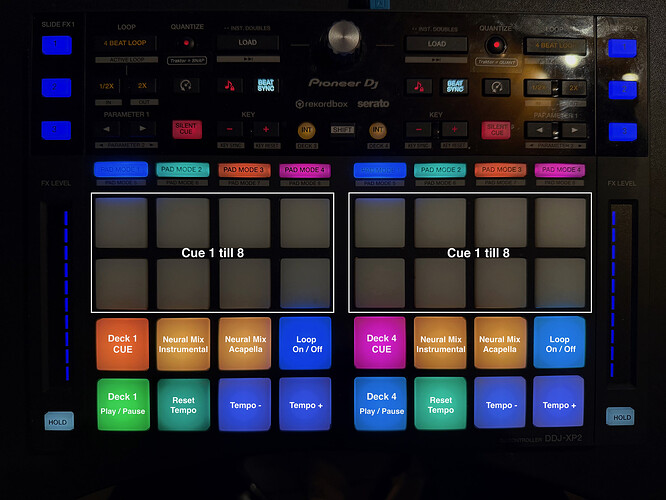 Djay with DDJ-XP2 - Deck 1 left & deck 4 right