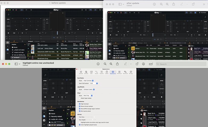 before and after update