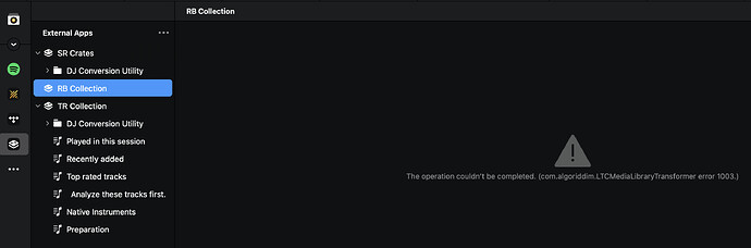 DJay external apps RB connection not loading