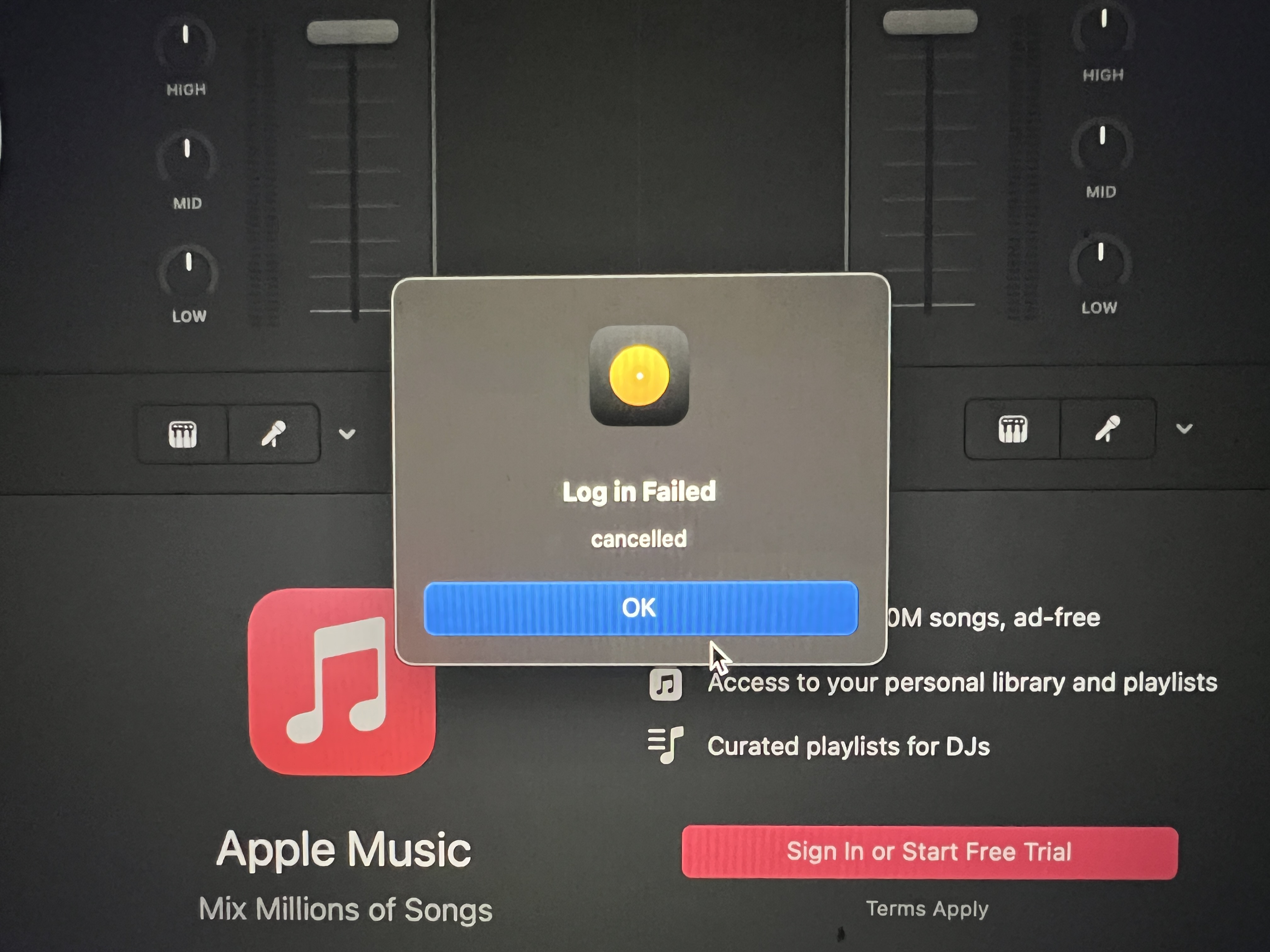 Apple Music “Login Failed Cancelled” - Bug Reports - Algoriddim